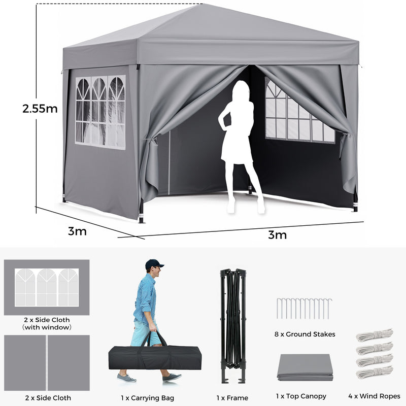 Advwin Folding Pop-up Gazebo Marquee 3*3m