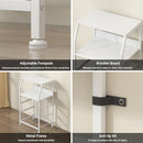 Advwin Bedside Table White w/ 3 Fabric Drawers