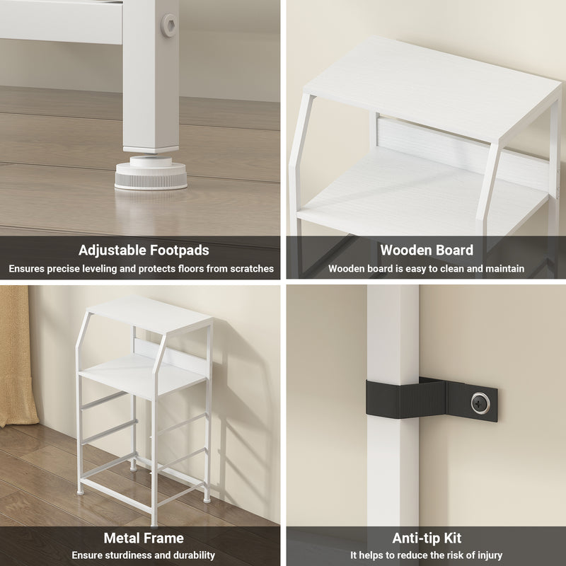 Advwin Bedside Table White w/ 3 Fabric Drawers (Pre-Order)