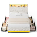 Advwin Bed Frame with Velvet Upholstered Headboard