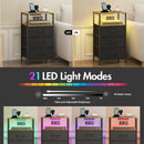 Advwin LED Bedside Table 3 Fabric Drawers 70cm