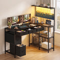 Advwin L Shaped Reversible Computer Desk with LED Lights