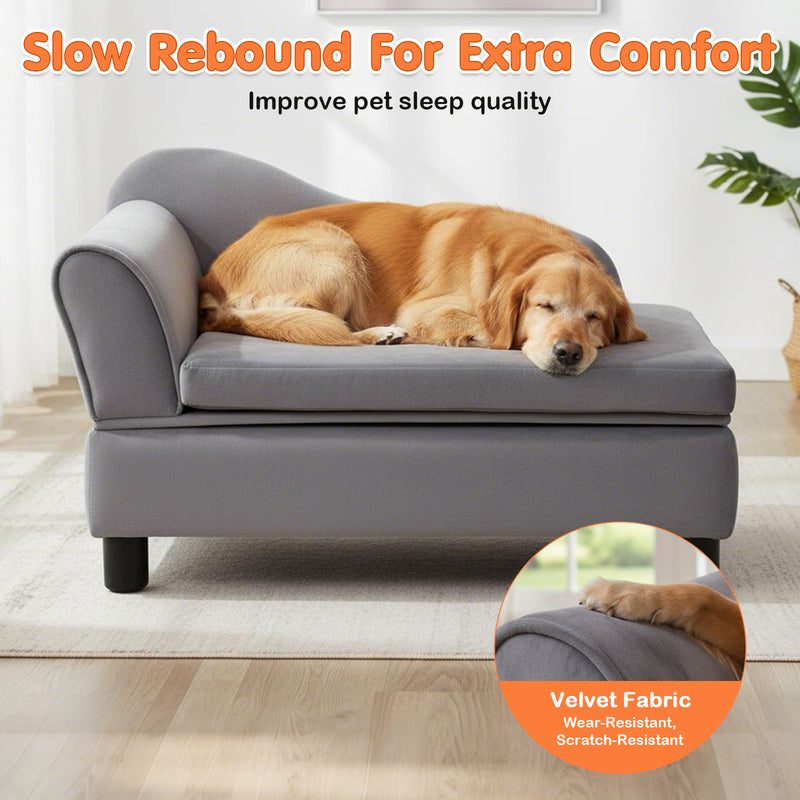 Advwin Small Dog Sofa with Storage & Removable Cushion