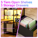 Advwin U Shaped Gaming Desk with LED Lights 164cm