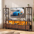 Advwin 197cm TV Stand with Bookshelf & LED Lights
