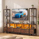 Advwin 197cm TV Stand with Bookshelf & LED Lights