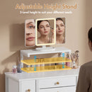 Advwin Dressing Table with LED Mirror Height-Adjustable Stand