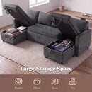 Advwin 253cm U Shaped Chenille Sectional Sofa w/ Pull Out Bed