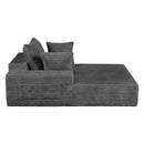 Advwin 132cm Corduroy Chaise Lounge Chair with Cushion