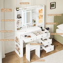 Advwin Dressing Table Vanity Desk w/ Mirror RGB Cabinet