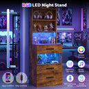 Advwin Set of 2 Tall Bedside Table with Charging Station