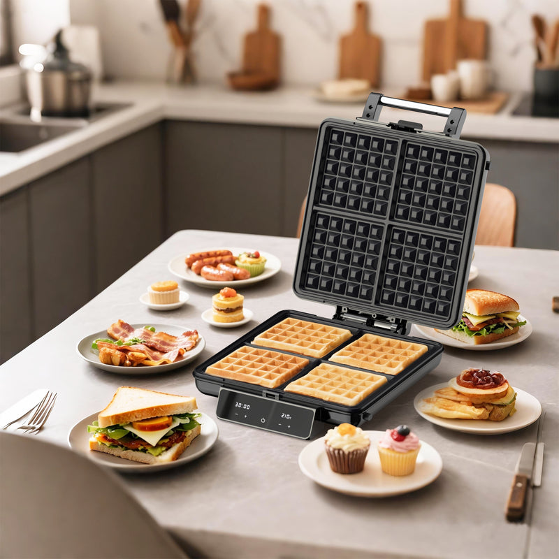Advwin 4-in-1 Waffle Maker with Removable Plates