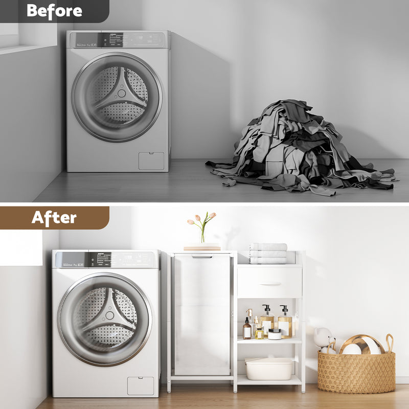 Advwin Laundry Hamper with Fabric Drawer 60L