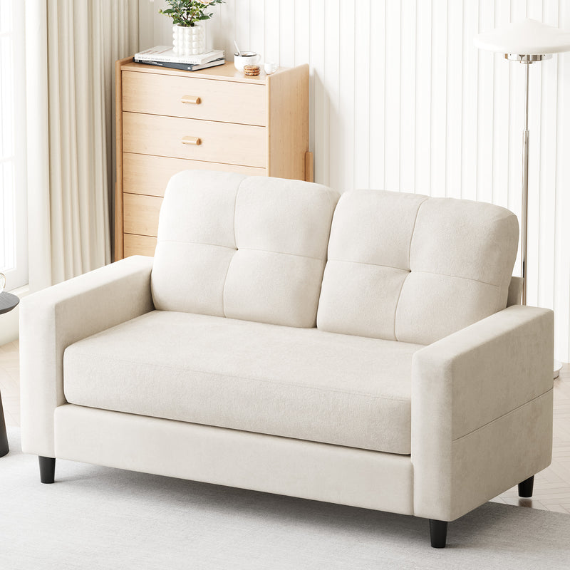 Advwin 2-Seater Sofa 132cm Loveseat Sofa Beige
