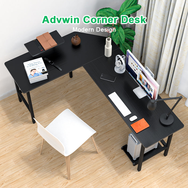 Advwin L-Shaped Corner Desk with Laptop Stand