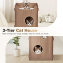 Advwin 2-Tier Luxury Wood Cat House with Access Holes