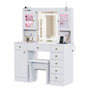 Advwin Dressing Table Set w/ Glass Desktop LED Light