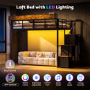 Advwin Single LED Loft Bed Frame w/ Storage Stairs