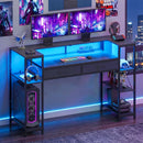 Advwin U Shaped Gaming Desk with LED Lights 148cm