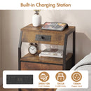 Advwin Bedside Table with 4 Drawers and Charging Station