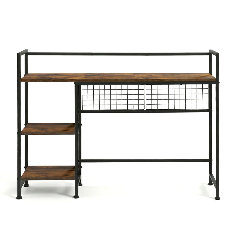 Advwin 3-Tier Desktop Organizer with Hooks Rustic Brown