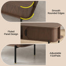 Advwin Fluted Coffee Table with Hidden Storage Walnut