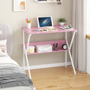 Advwin 80cm Computer Desk with Monitor Stand Pink