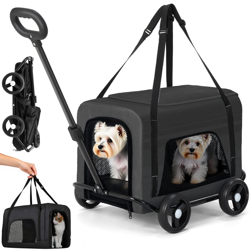 Advwin Foldable Pet Stroller with Removable Carrier