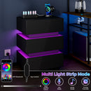 Advwin Bedside Table 3 Drawers With with Charging Station