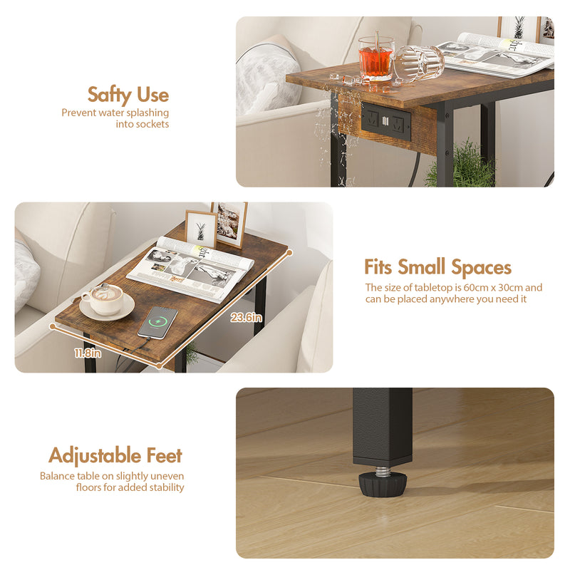 Advwin Bedside Table with Drawer and Charging Station(Pre-order)