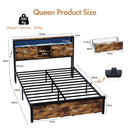 Advwin Double Bed Frame with Charging Station