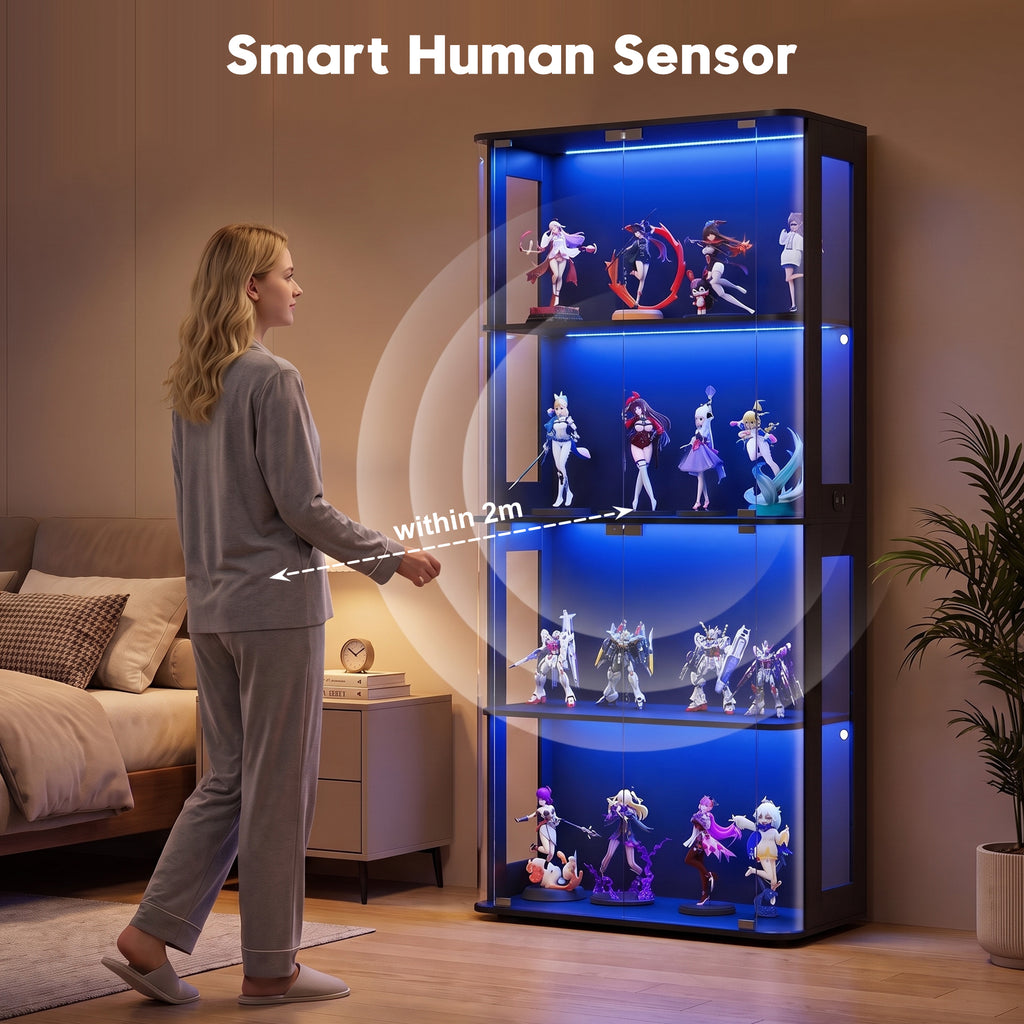 Advwin 4-tier Rounded Glass Display Cabinet