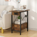 Advwin Bedside Table with Drawer and Charging Station