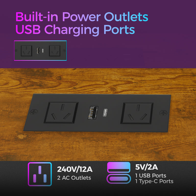 Advwin L Shaped Gaming Desk with LED Lights 130cm