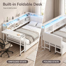Advwin Single Corner Bed Frame with Foldable Desk