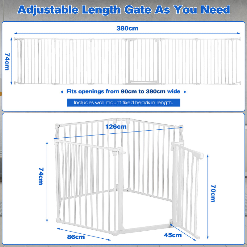 Advwin Adjustable Pet Safety Gate & Play Yard 380cm