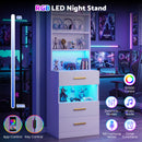 Advwin Set of 2 Tall Bedside Table with Charging Station