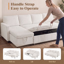 Advwin 253cm U Shaped Corduroy Sectional Sofa w/ Pull Out Bed