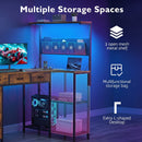 Advwin L Shaped Reversible Computer Desk with LED Lights