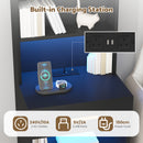 Advwin Set of 2 Tall Bedside Table with Charging Station