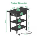 Advwin Side Table Flip Top Night Stand with Charging Station