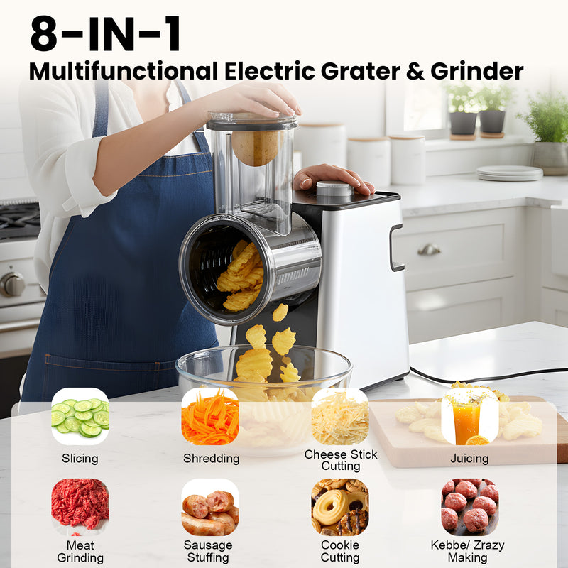Advwin 8-IN-1 Electric Cheese Grater Multi Meat Grinder