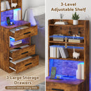 Advwin Set of 2 Tall Bedside Table with Charging Station