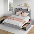 Advwin Bed Frame with Storage Drawers Dark Grey