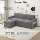 Advwin 3 Seater Sofa 197cm with Storage Ottoman Grey
