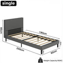 Advwin Bed Frame Mattress Base Upholstered Grey