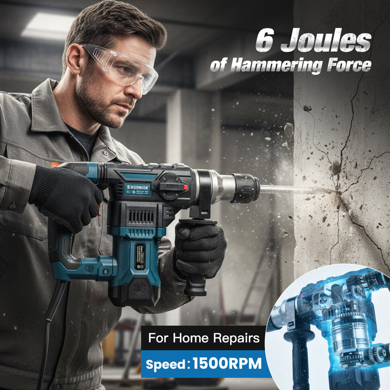 Advwin SDS-Plus Rotary Hammer Drill with 9 Bits