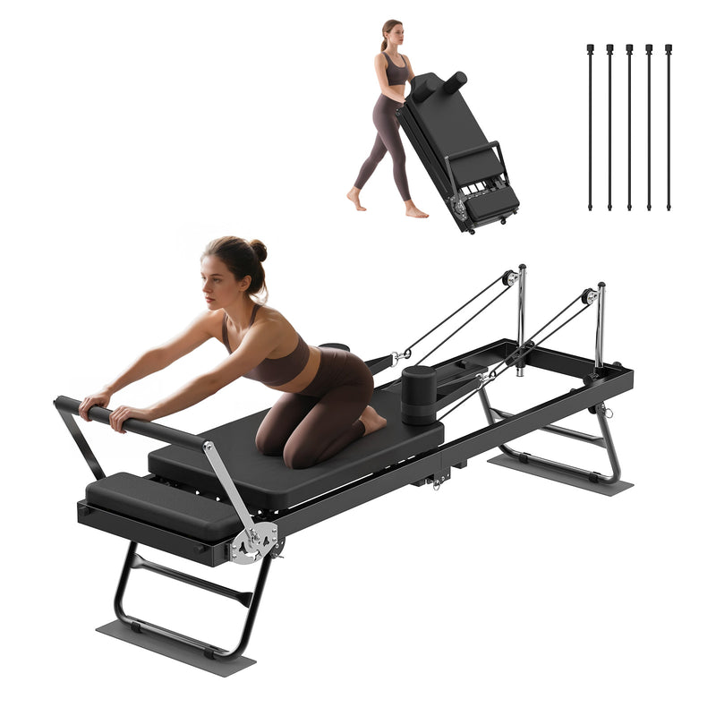 Advwin Foldable Pilates Reformer Machine with Wheels