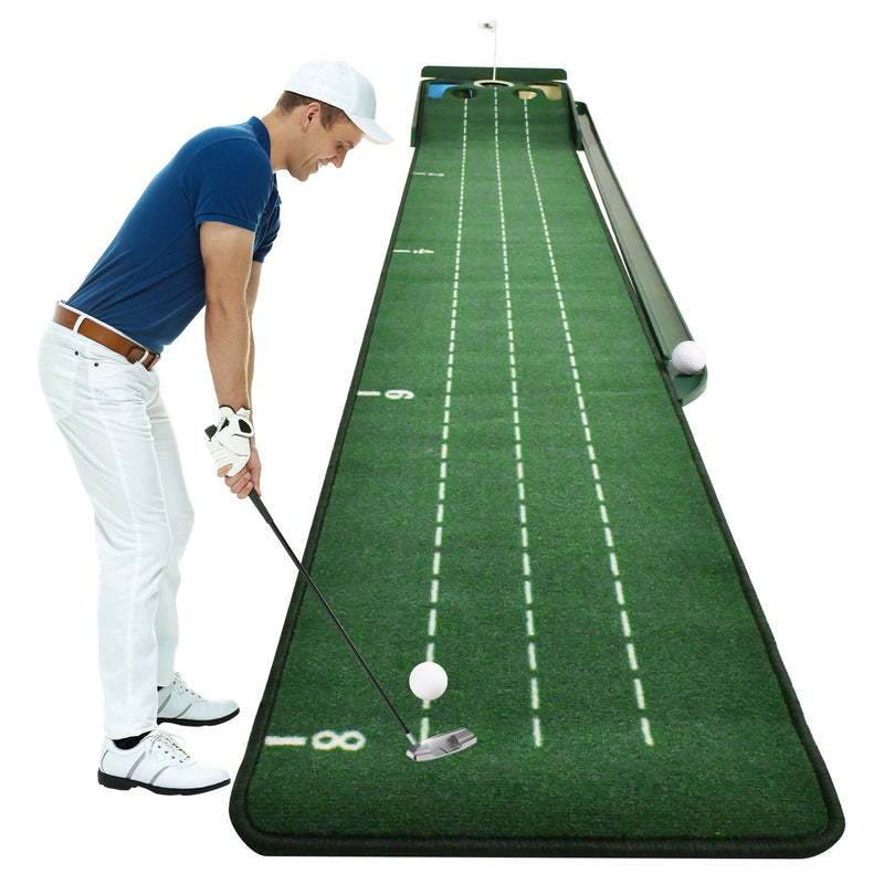 Advwin Golf Putting Mat with Auto Ball Return & 5 Holes