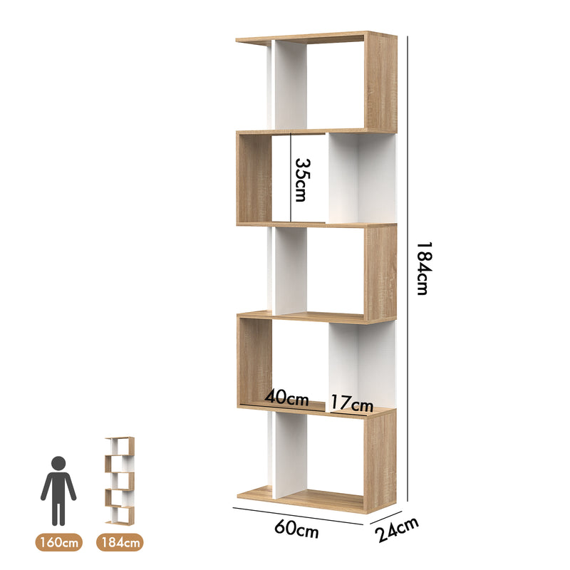 Advwin 5-tier Display Bookcase Bookshelf Storage